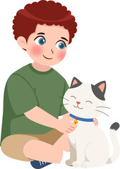 Boy Hugging Beloved Pet Cat