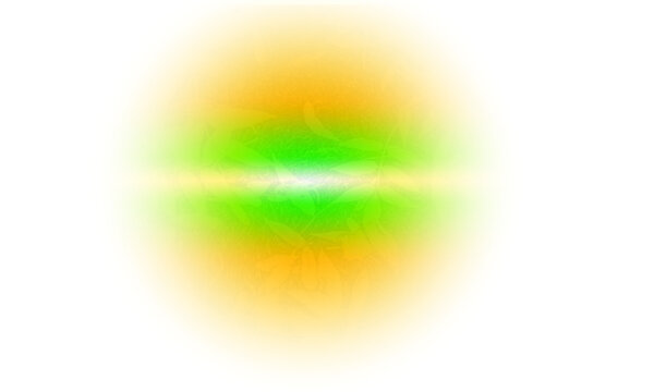 Abstract light burst with green and orange glow, isolated on transparent background