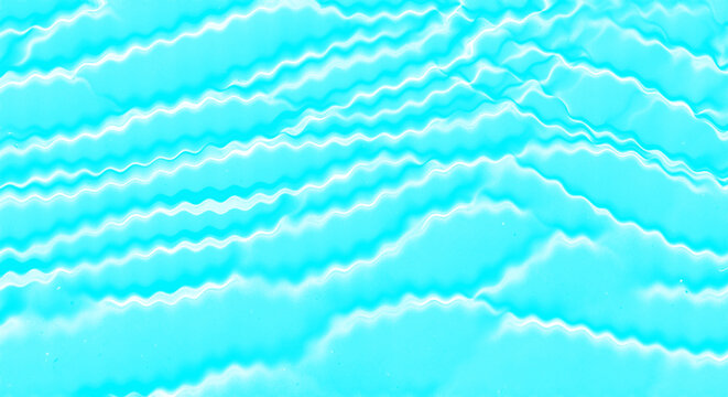 Abstract cyan blue water surface with soft wavy light reflections isolated on transparent background