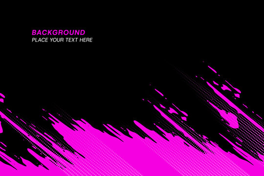 Vibrant Pink Brush Stroke Halftone Texture Background Isolated on Black