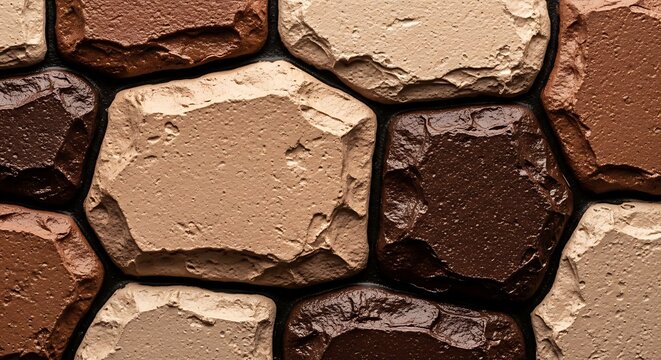 Textured Brown and Beige Stone Wall Pattern in Rustic Masonry Surface