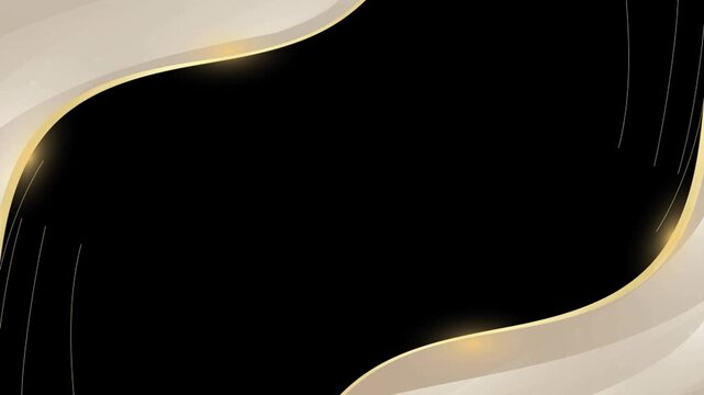 Abstract golden curves frame a central black void to provide an elegant space for professional text.