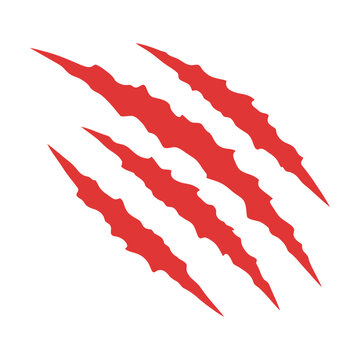 Red claw marks or animal scratch slash icon isolated on a simple design Vector