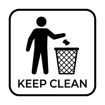 Keep clean sign icon with a person throwing trash into a garbage bin symbol Vector