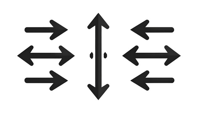 Black arrows pointing up, down, left, and right, symmetric arrangement