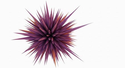 Obraz premium A close-up of a purple spiky spherical object with intricate textures and vibrant colors, displayed against a clean white background.