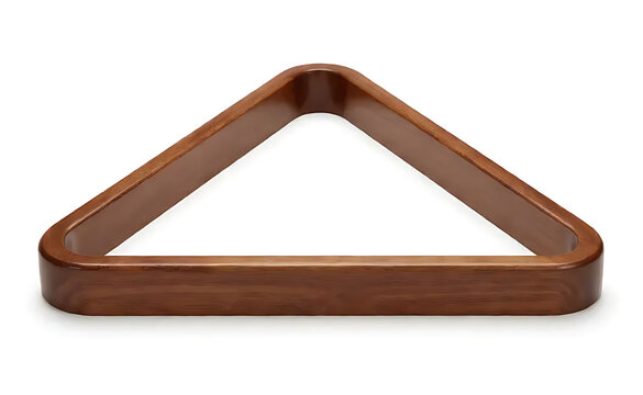 Wooden billiard triangle rack, isolated on pure white background