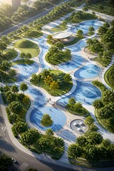 Naklejka premium Modern Urban Park Design Concept