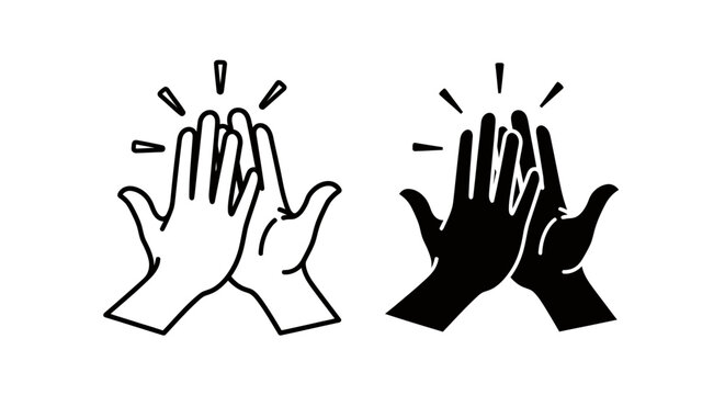 Two Hands Clapping in Silhouette Symbolizing Applause and Celebration.