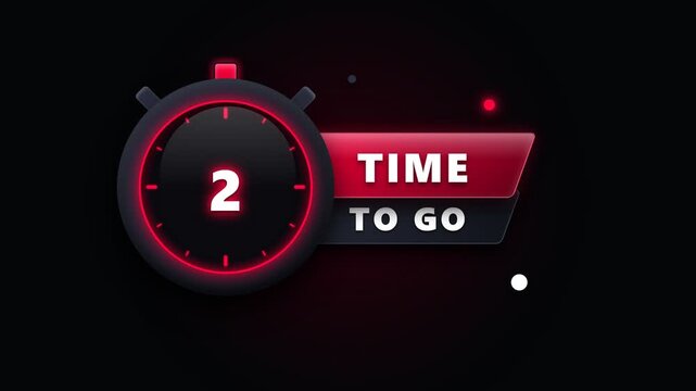 Countdown Timer Animation with Time to Go Stopwatch Display
