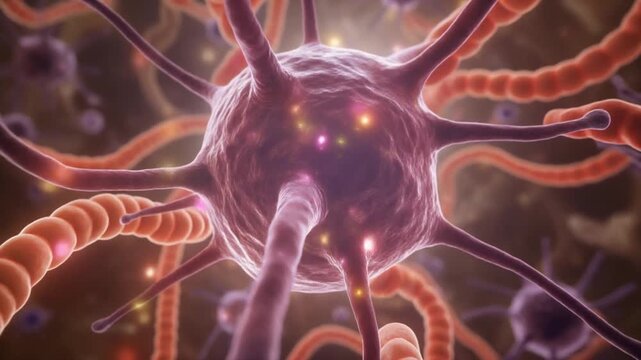 Animation of the biological gut brain connection neural network