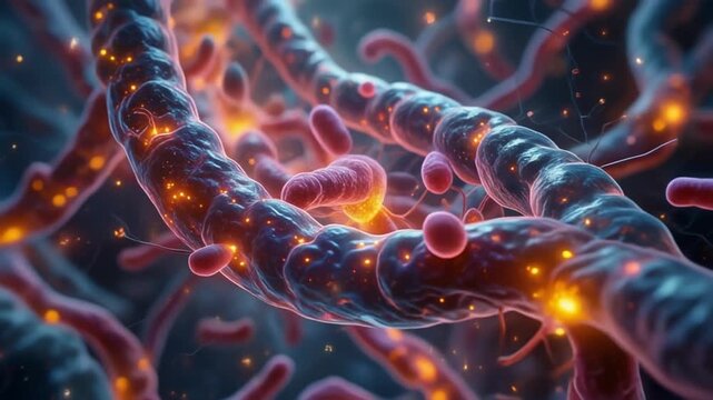 Medical Animation Showing Gut Brain Connection with Glowing Energy