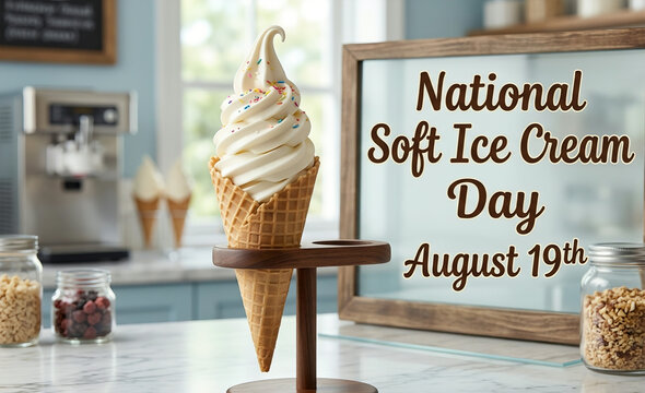 National Soft Ice Cream Day August 19th Waffle Cone Display
