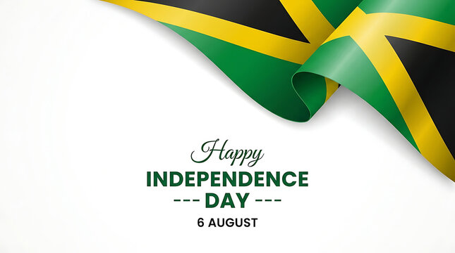 Caribbean national holiday Celebrate Jamaica flag Independence Day on 6 August with a waving flag and Jamaican national flag graphic design