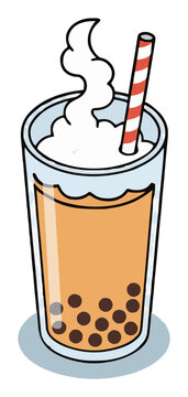 Hot bubble tea boba drink vector illustration. Generative AI