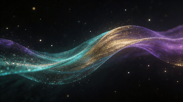 Abstract glowing wave in dark space