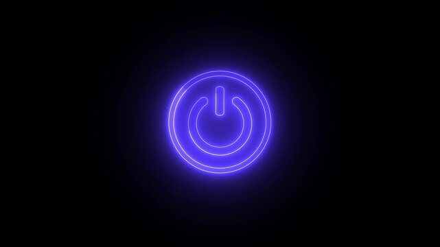 Neon Glowing Power Button Icon Animation, Power Reset Button Sign, On Off Switch Symbol, Modern UI Interface Motion Graphic in 4K for Tech and Digital Projects