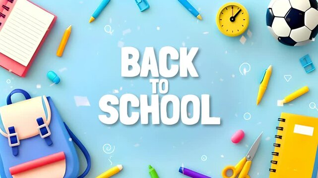Back to School Concept Background with Backpack and School Supplies
