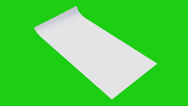 White paper scroll unrolling on green screen for animation blank document background chroma key blank document background chroma key