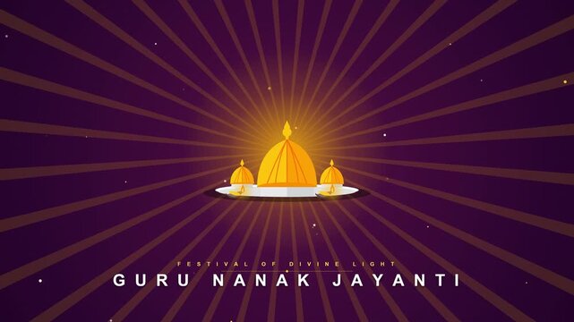 Golden Temple Domes Illuminating Purple Background with Rays of Light