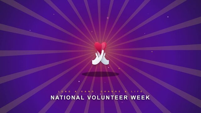 Animated Hands Holding a Red Heart with Radiant Purple Background