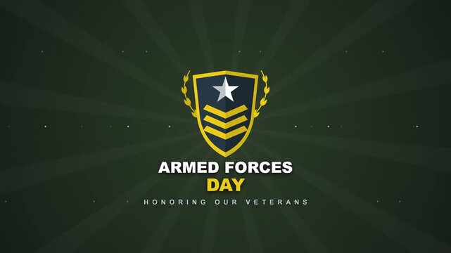 Animated Emblem Displaying Text on Dark Background with Glowing Rays