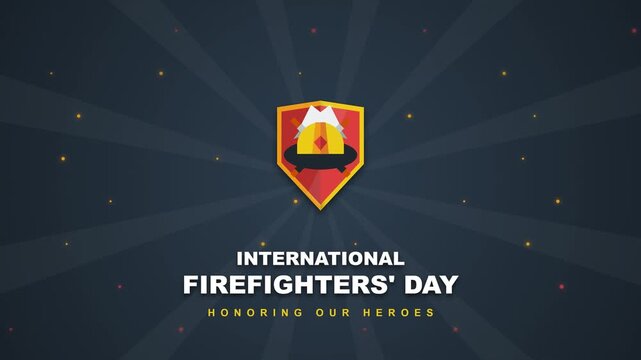 Animated Graphic Displaying Text and Emblem on Dark Background