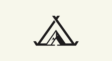 Simple black tent logo symbol. © siti