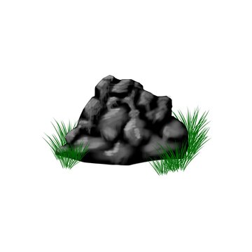 vector illustration of rocks and grass