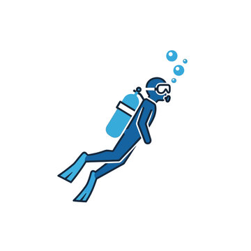 Scuba diver with oxygen tank and bubbles illustrating underwater adventure and marine exploration