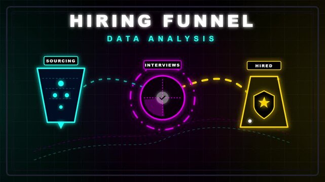 Neon hiring funnel data analysis dashboard animation