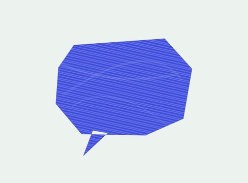 Blue speech thought bubble with tail isolated on white background