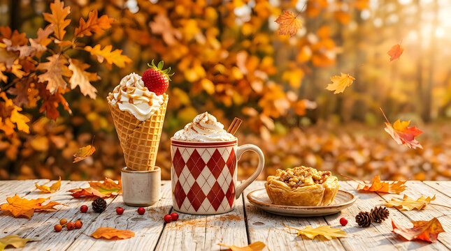 Autumn treats on a rustic table