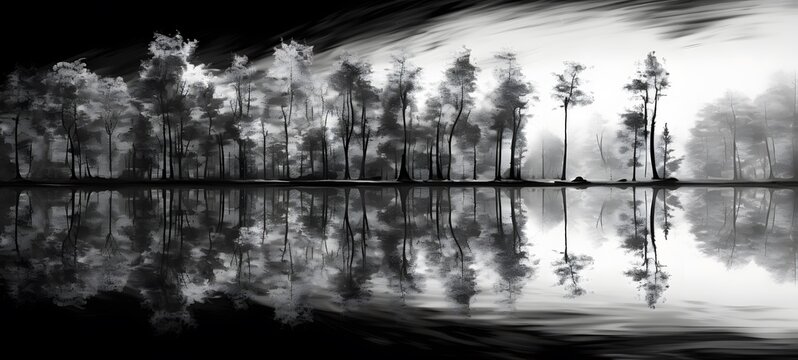 art of lake a black and white high contrast full body. Generative AI