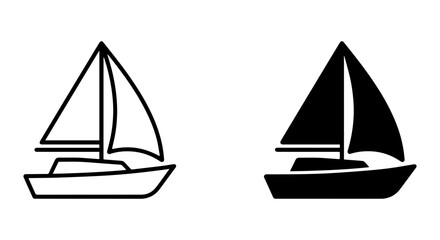 Sailboat Icons: Outline and Silhouette Vector Graphics for Nautical and Travel Themes © mehrima