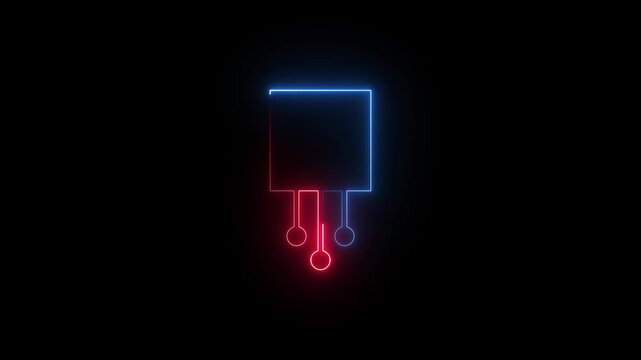Neon power plug icon with glowing red and blue light lines