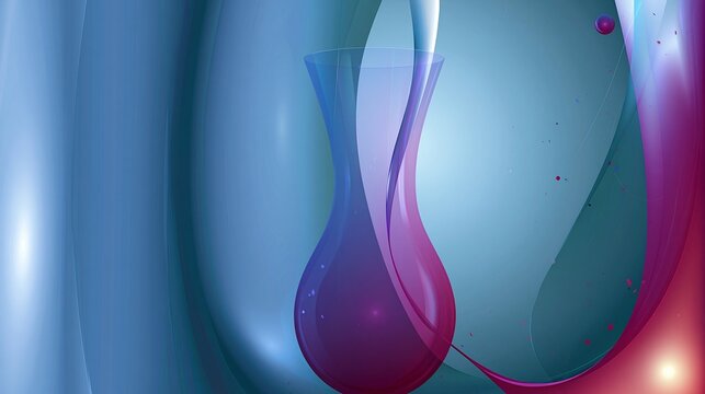 Modern abstract background with blue and magenta glassy curved s