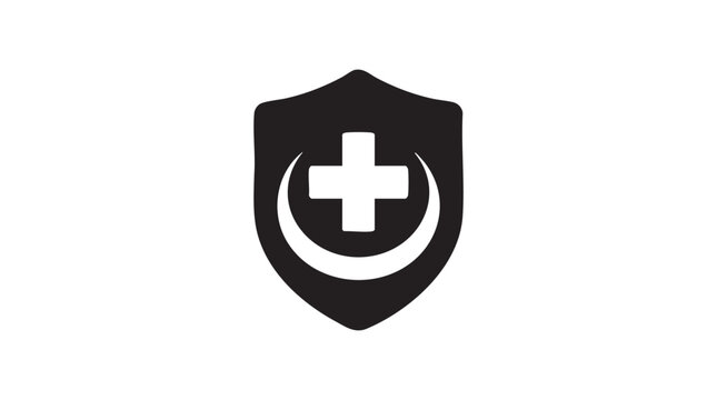 Medical shield icon with cross and crescent symbol design.