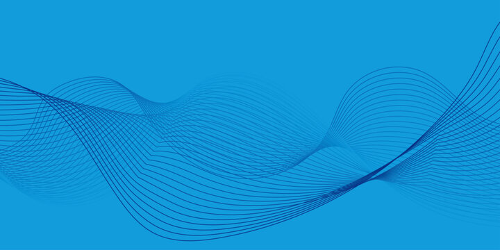 Abstract soft blue wave background. bland vector wave stripe line template. swoosh speed line music and science technology vector flow background.	
