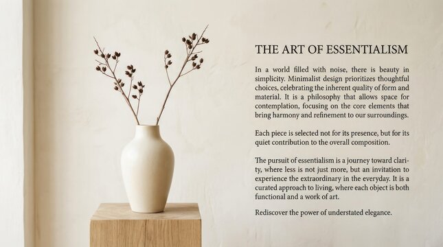 Minimalist vase with branches and text
