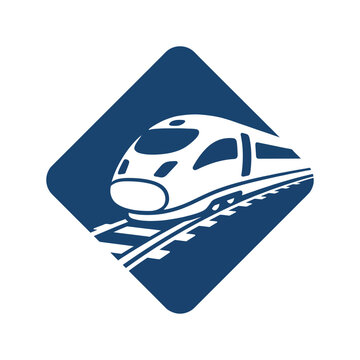 This image showcases a sleek modern train design on railway tracks, emphasizing transportation connectivity and speed, ideal for travel-themed projects or branding.