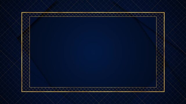Elegant navy frame with thin gold borders, diamond lattice patterns, and wide copy area. Ideal for luxury branding, award titles, wedding invitations, corporate presentations, and premium event video.
