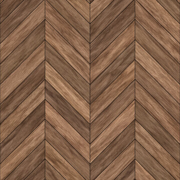 seamless repeating medium brown wood herringbone pattern with slanted timber planks and intricate natural grain for a sophisticated architectural backdrop