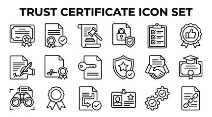 Fototapeta premium Trust certificate and security icons. Vector set of business verification and badge symbols.