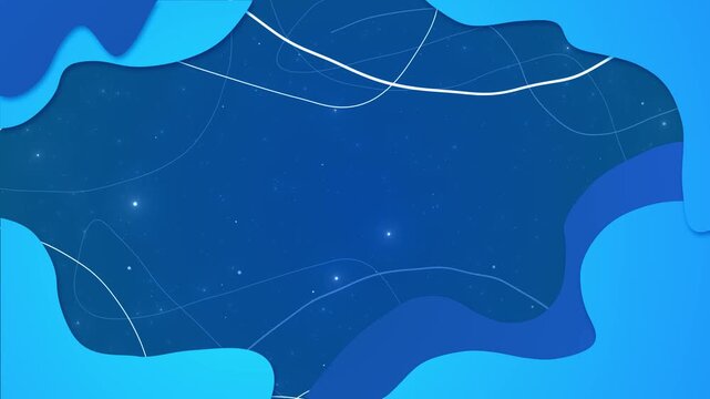 Layered blue paper shapes frame a starry center with soft white curves and open copy space. Ideal for corporate video, education promos, 19 titles, presentations, and clean modern backgrounds.