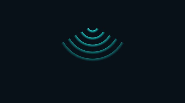 Abstract Neon Wireless Signal Wave with Glowing Semi Circular Radio Pulse Futuristic Radar Broadcast Communication HUD Technology Seamless Loop Background 4K Motion Graphics
