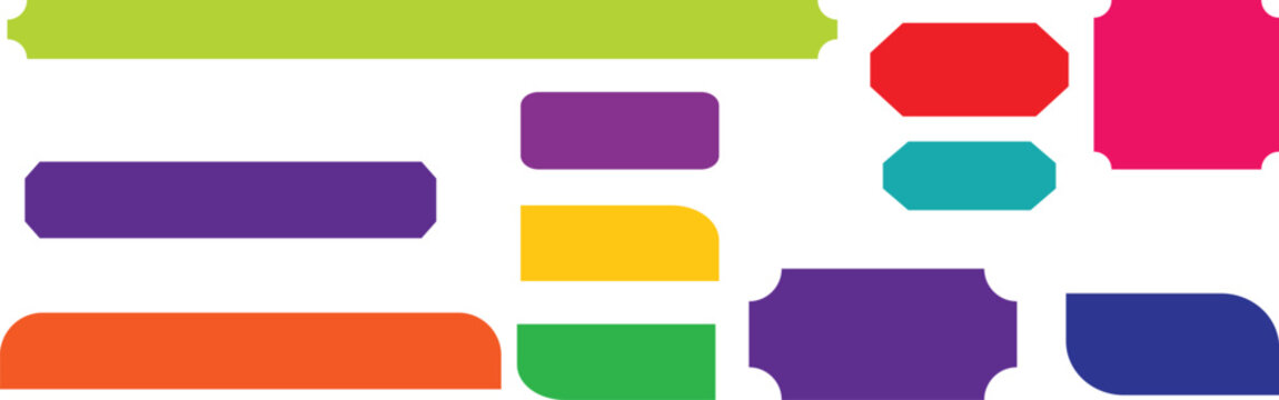 Colorful Rounded Rectangle Label and Badge Vector Shape Collection