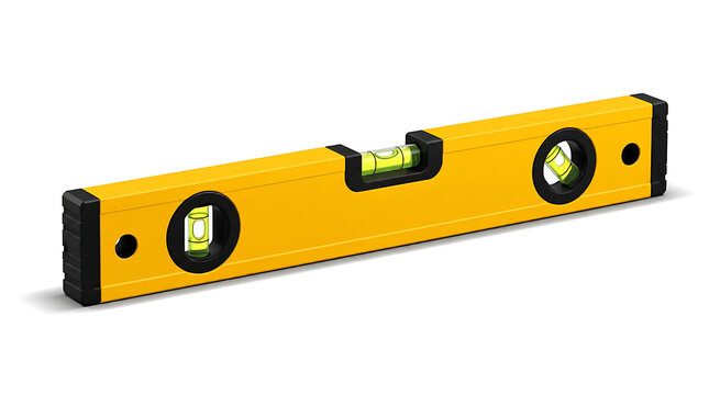 A yellow spirit level tool for construction and home improvement projects.