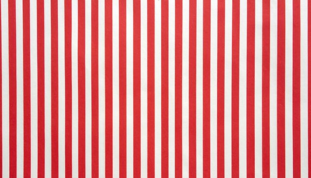 A close-up view presents a pattern of alternating vertical stripes in vibrant red and pristine white