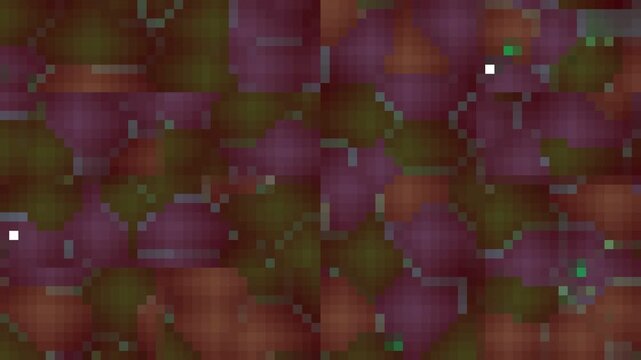 Retro pixel art mosaic featuring colorful digital blocks, subtle glitch effects and geometric textures.